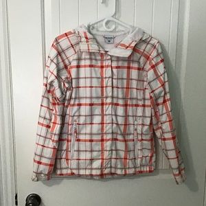 ⭐️⭐️2/$30⭐️White/Coral Plaid Columbia Spring Coat